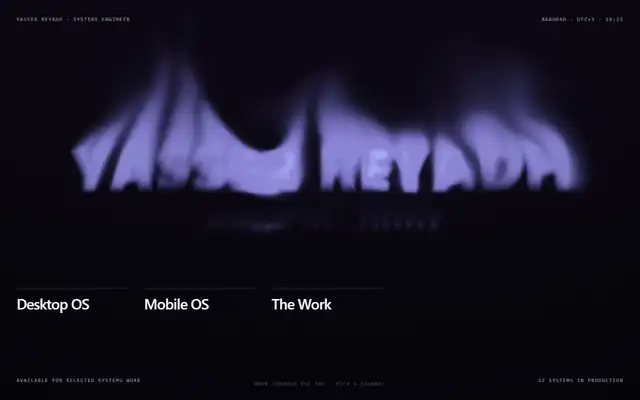 Violet pigment dissolving into flowing letterforms
